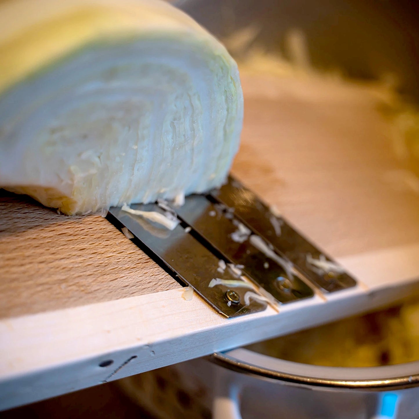 Wooden Cabbage Slicer 3 Stainless Steel Blades Vegetable Shredder Manual