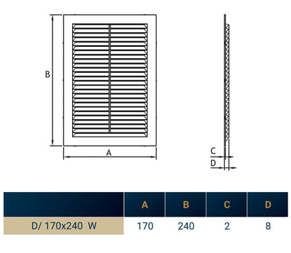240mm x 170mm Louvre Vent D/170x240W with Insect Screen