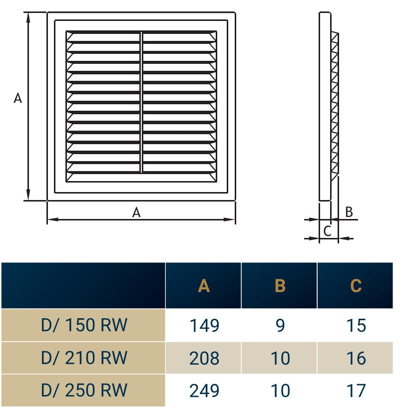 150mm Classic Louvre Vent D/150RW