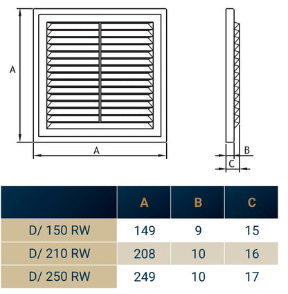 150mm Classic Louvre Vent D/150RW