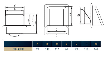 KRD/100B Brown External Louvre Vent, fi100mm