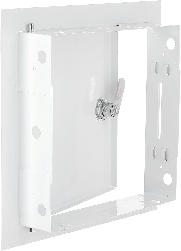 White Metal Access Door Panel with Lock 200mm x 250mm