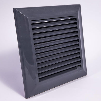 Graphite Duo Smart Louvre Vent 140mm x 210mm with Insect Mesh