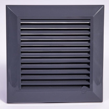 Graphite Duo Smart Louvre Vent 140mm x 210mm with Insect Mesh