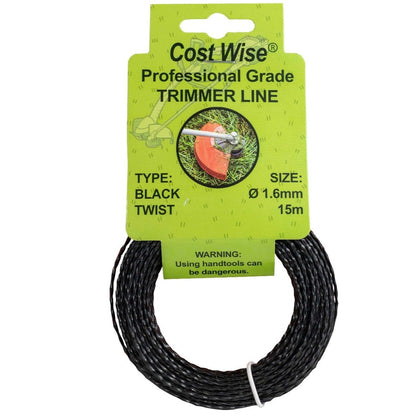 Black Twisted Strimmer Line 1.6mm x 15m
