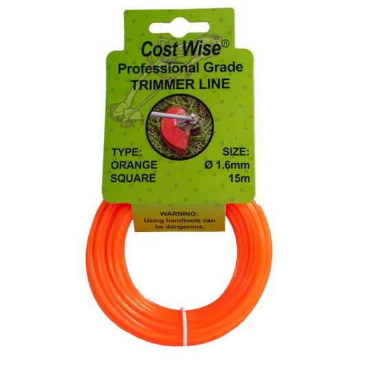 Orange Square Grass Trimmer Line 1.6mm x 15m