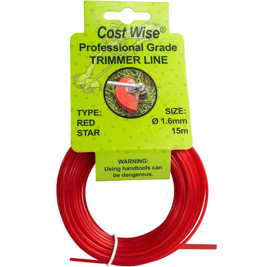 Red Star Shaped Grass Trimmer Line – 1.6mm x 15m