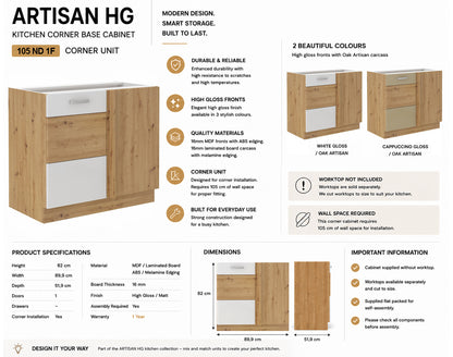 ARTISAN Modular Kitchen – White Gloss or Cappuccino Gloss