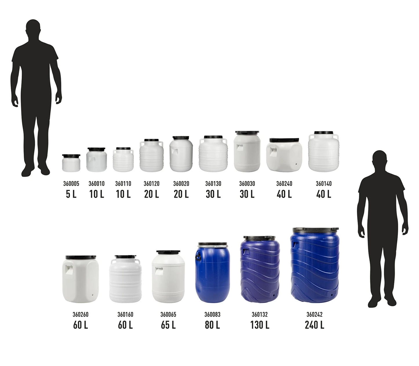 Fermentation Barrel Food Grade HDPE Pickling Container with Lid & Handles 10L-60L
