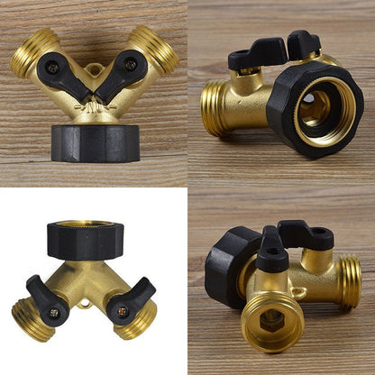 Brass Dual Tap Fitting with Valves and Threaded Outlets