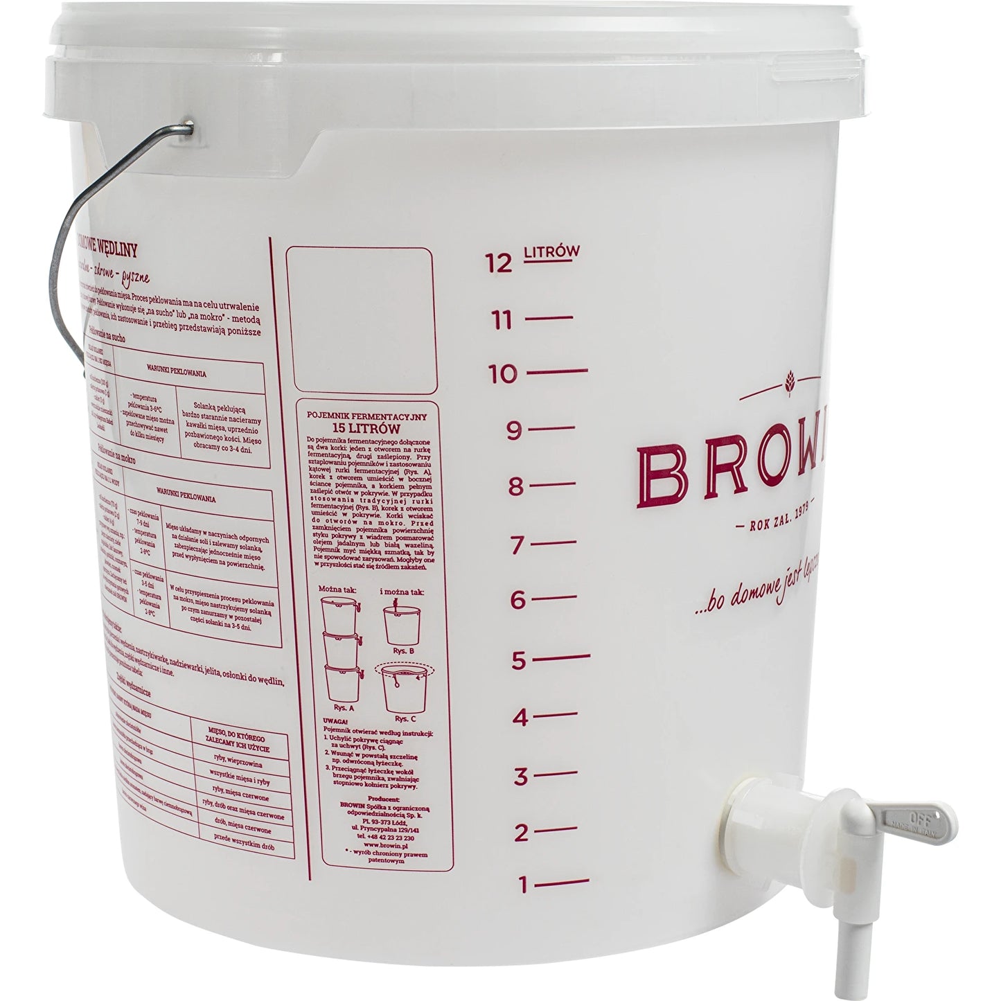 Biowin 15L Fermentation Container with Tap Lid Food Grade Home Brew Brewing Bucket