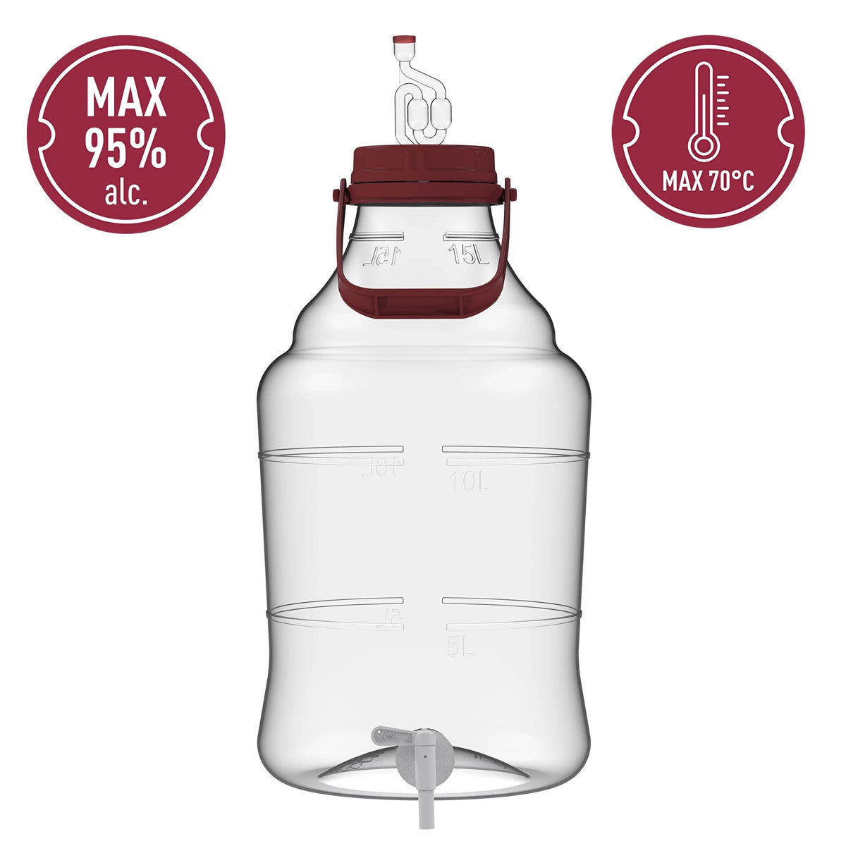 10L 15L 25L PET Fermentation Demijohn Wine Beer Home Brew with Tap & Airlock