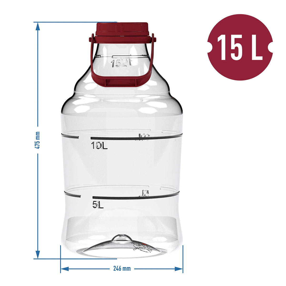 10L 15L 20L 25L Fermentation Demijohn Wine Making PET Airlock Wide Neck