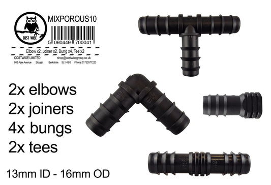 POROUS10 Mixed ½” Barbed Hose Fittings
