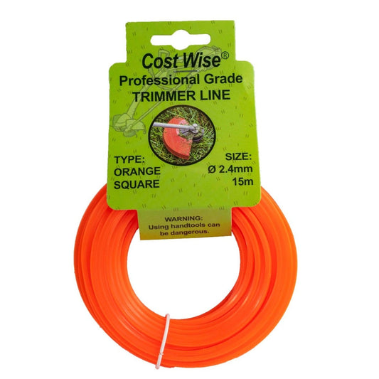 Orange Square Grass Trimmer Line 2.4mm x 15m