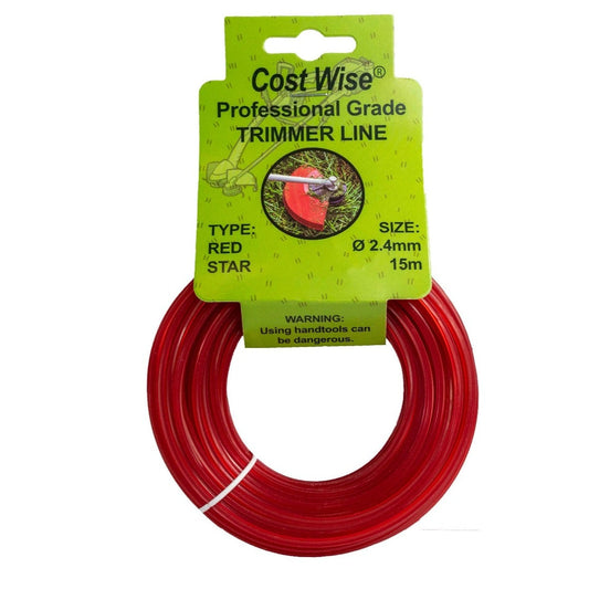 Red Star Shaped Grass Trimmer Line – 2.4mm x 15m