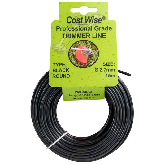 Black Round Strimmer Line 2.7mm x 15m