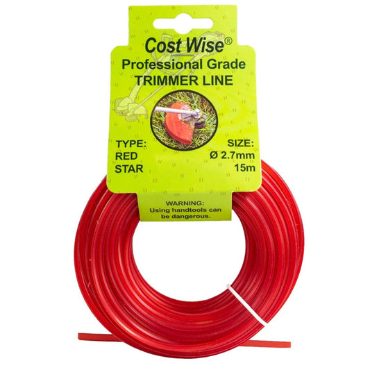 Red Star Shaped Grass Trimmer Line – 2.7mm x 15m