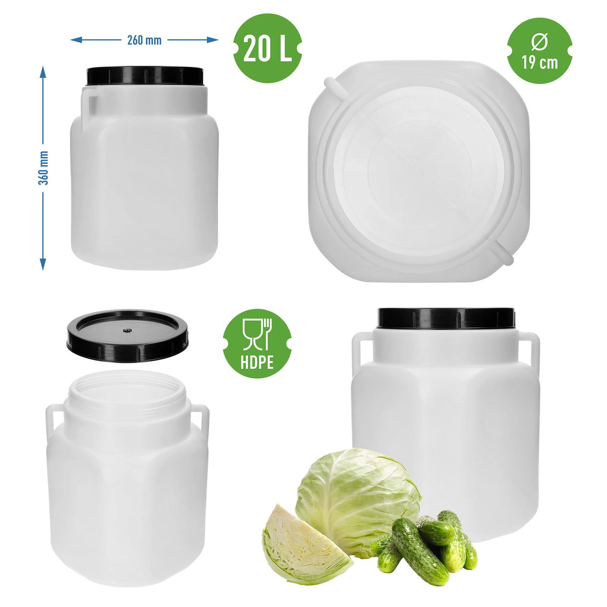 20L 30L 40L 50L Fermentation Barrel Food Grade HDPE Pickling Storage Container