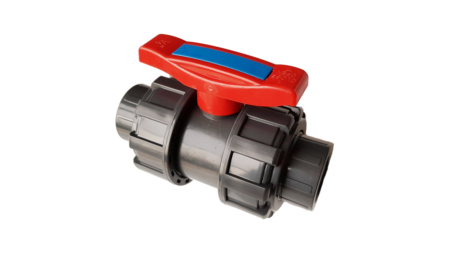 3/4″ BSPF PVC Shut‑Off Valve with Double Union