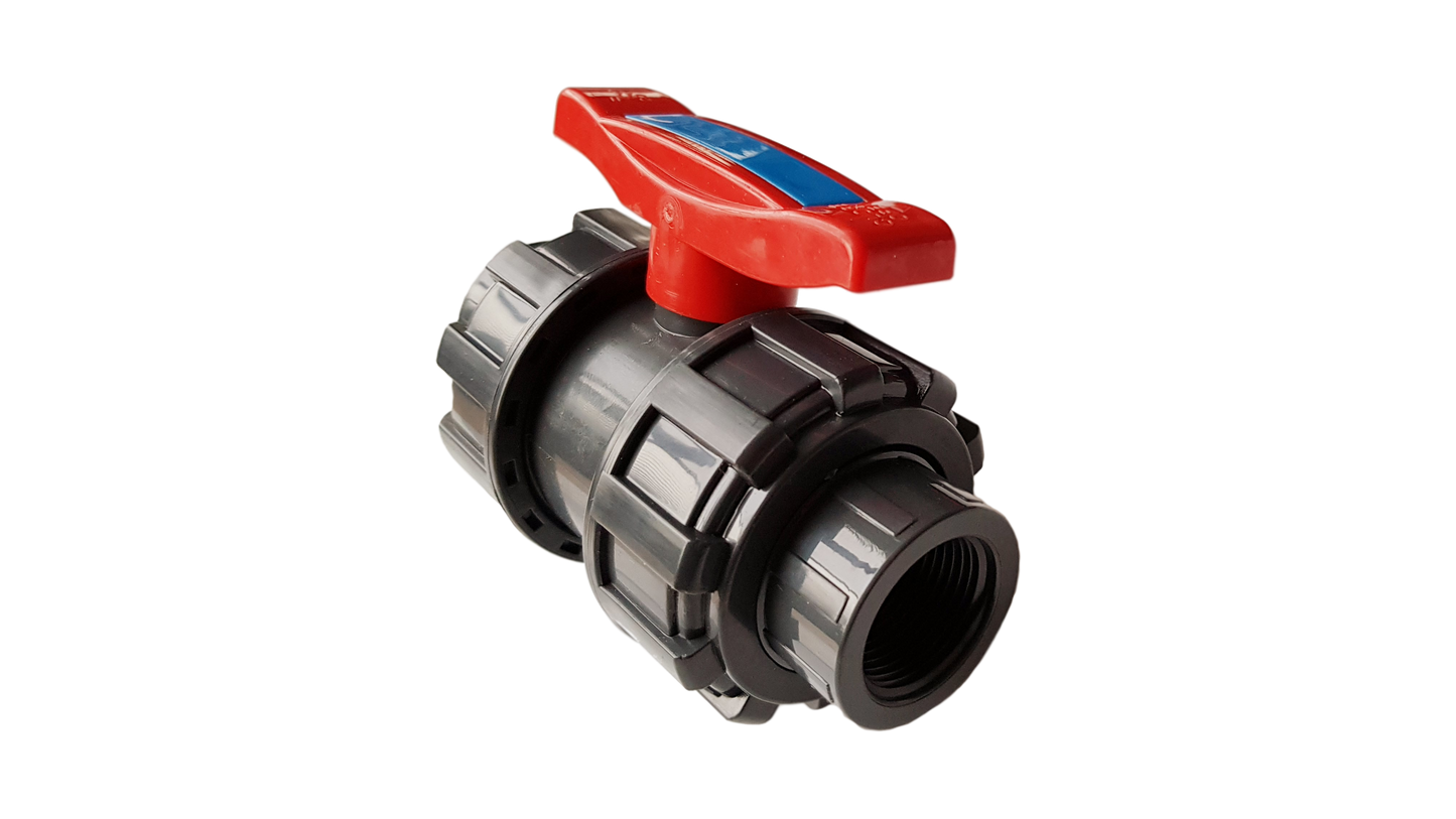 3/4″ BSPF PVC Shut‑Off Valve with Double Union