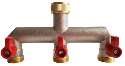 Brass Three-Way Tap Splitter 3/4" BSP