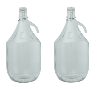 Set of 2 Glass Demijohns 5L Complete with Swing-Top Lid