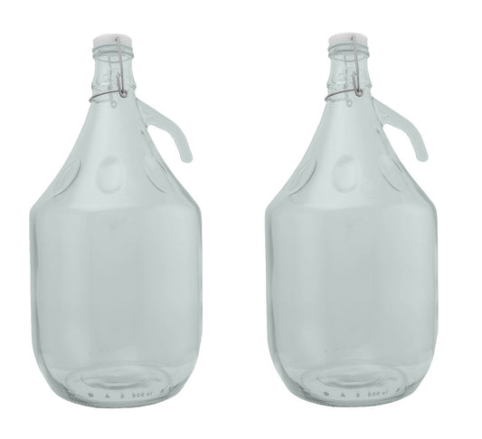 Set of 2 Glass Demijohns 5L Complete with Swing-Top Lid