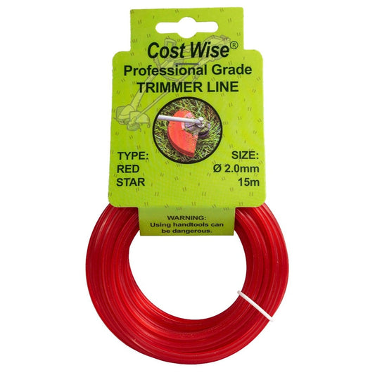 Red Star Shaped Grass Trimmer Line – 2mm x 15m