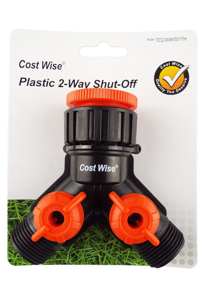 Black/Orange Dual Tap Fitting with Valves and Threaded Outlets