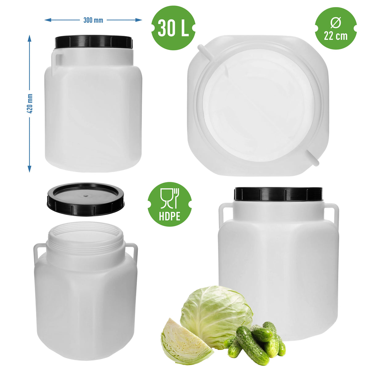 20L 30L 40L 50L Fermentation Barrel Food Grade HDPE Pickling Storage Container