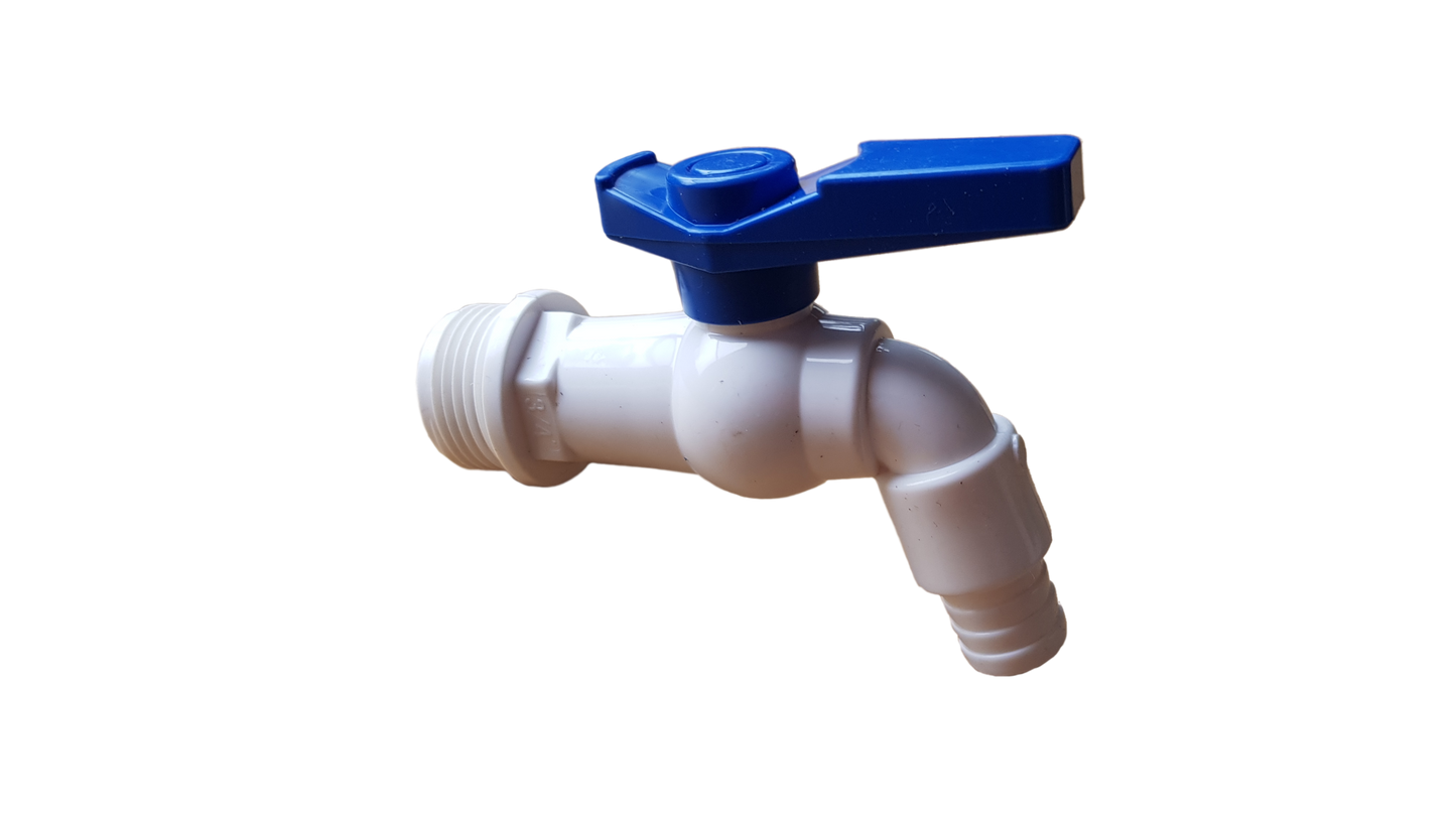 3/4" BSPM Plastic Garden Tap in White and Blue