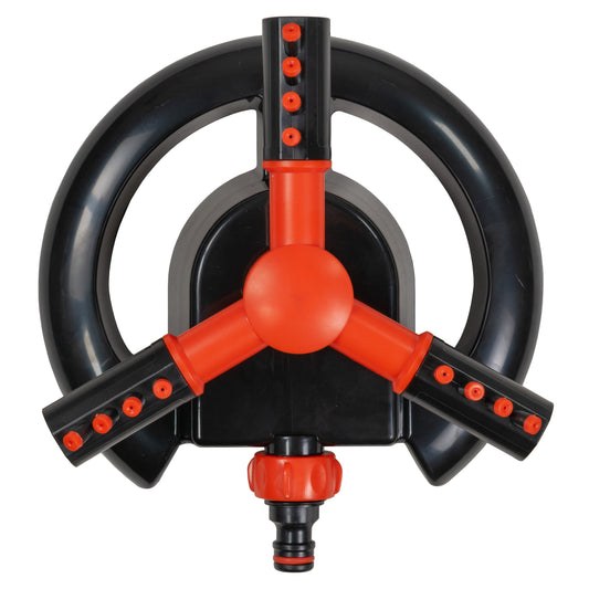 Cost Wise Lawn Sprinkler with 3 Adjustable Rotating Arms, Black/Orange