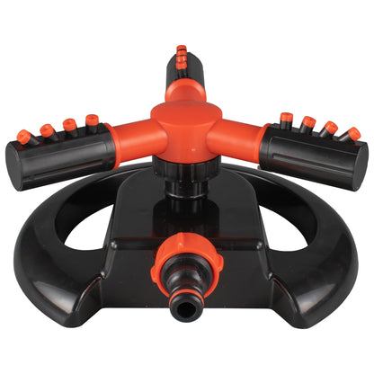 Cost Wise Lawn Sprinkler with 3 Adjustable Rotating Arms, Black/Orange