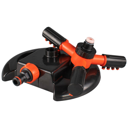 Cost Wise Lawn Sprinkler with 3 Adjustable Rotating Arms, Black/Orange