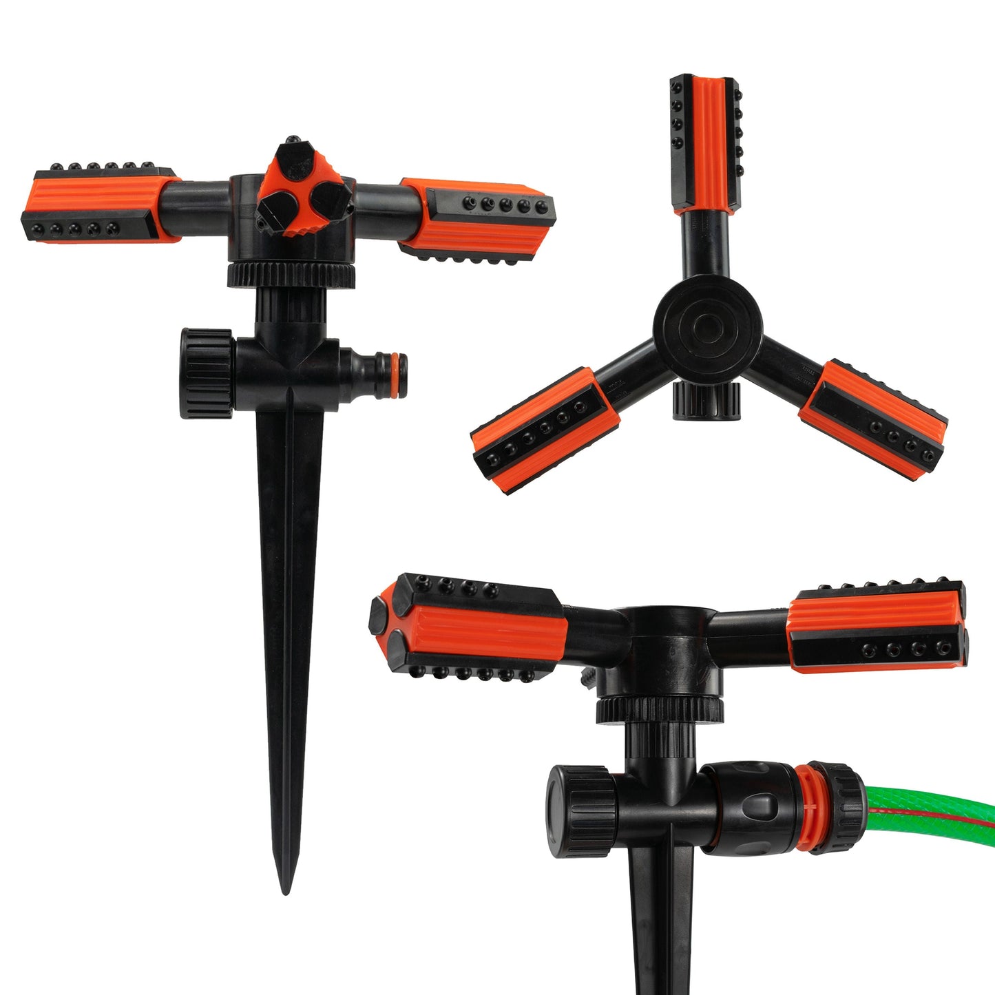 Eco Line 3‑Arm Rotary Lawn Sprinkler with Spike Mount