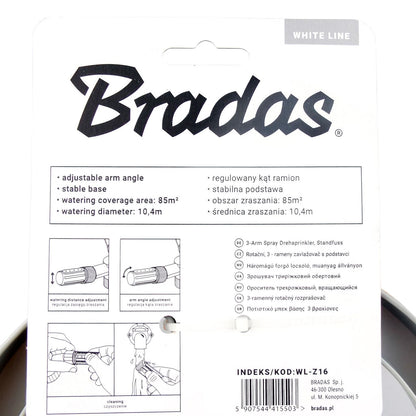 Bradas White Line 3‑Arm Rotating Sprinkler