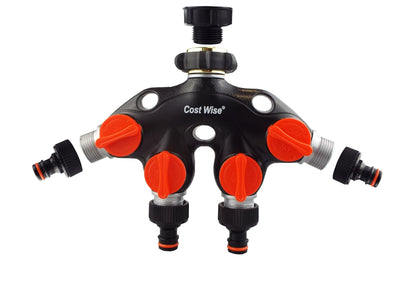 Metal 4-Way Tap Connector with Valves