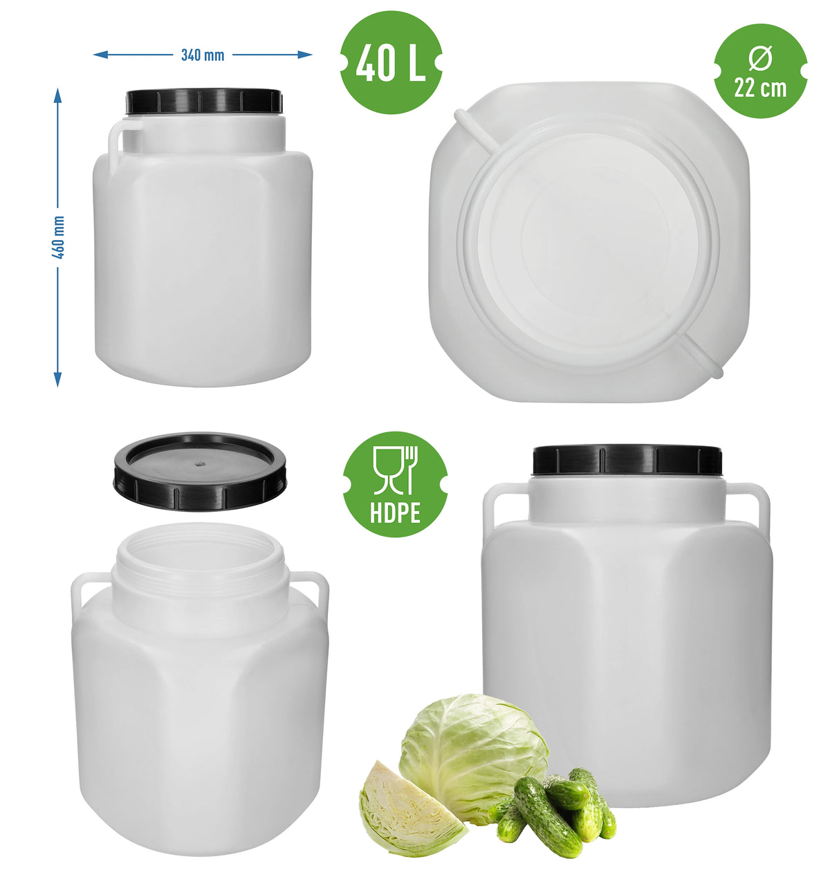 20L 30L 40L 50L Fermentation Barrel Food Grade HDPE Pickling Storage Container