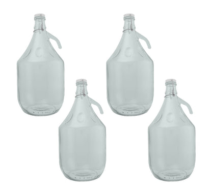 Set of 4 Glass Demijohns 5L Complete with Swing-Top Lid