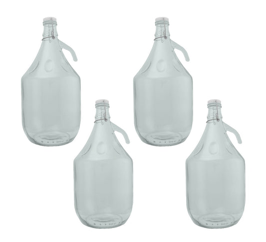 Set of 4 Glass Demijohns 5L Complete with Swing-Top Lid