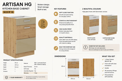 ARTISAN Modular Kitchen – White Gloss or Cappuccino Gloss - PARTS option