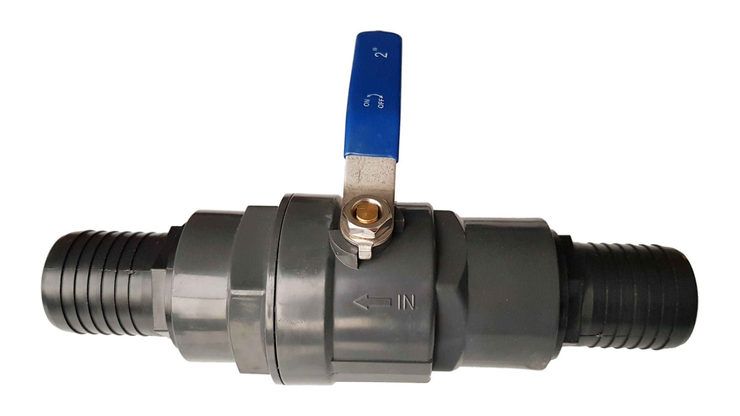 Female Polypropylene Stopcock with Stainless Steel Ball Valve and Barb Fittings