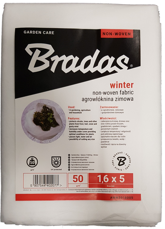 Frost Protection Garden Fleece 50gsm – 1.6m x 5m Plant Cover