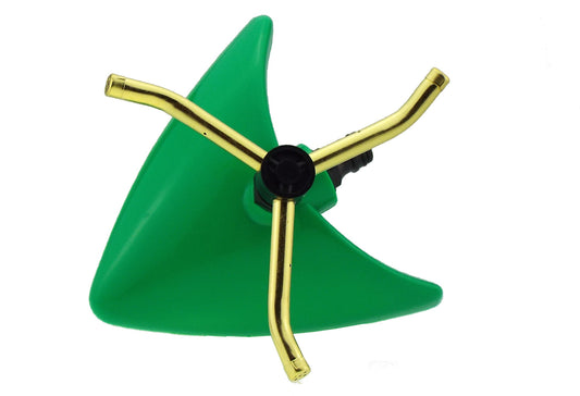 Green Leaf 3‑Arm Rotating Garden Sprinkler
