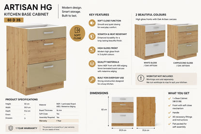 ARTISAN Modular Kitchen – White Gloss or Cappuccino Gloss - PARTS option