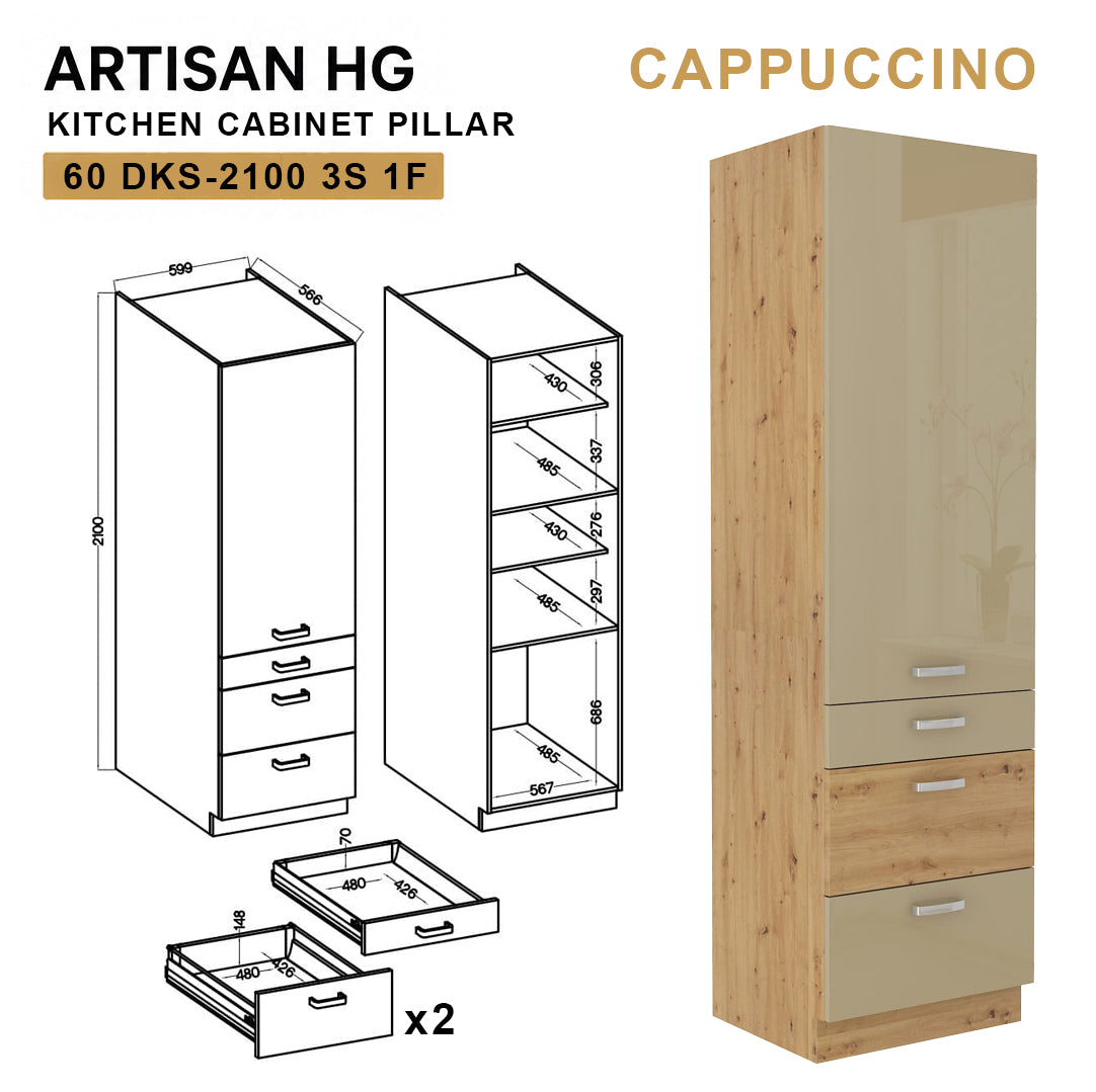ARTISAN Modular Kitchen – White Gloss - PARTS option