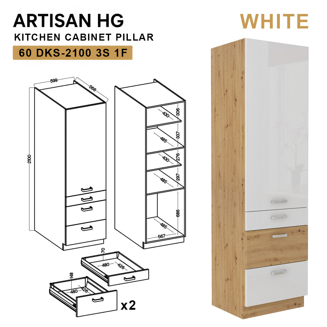 ARTISAN Modular Kitchen – White Gloss - PARTS option