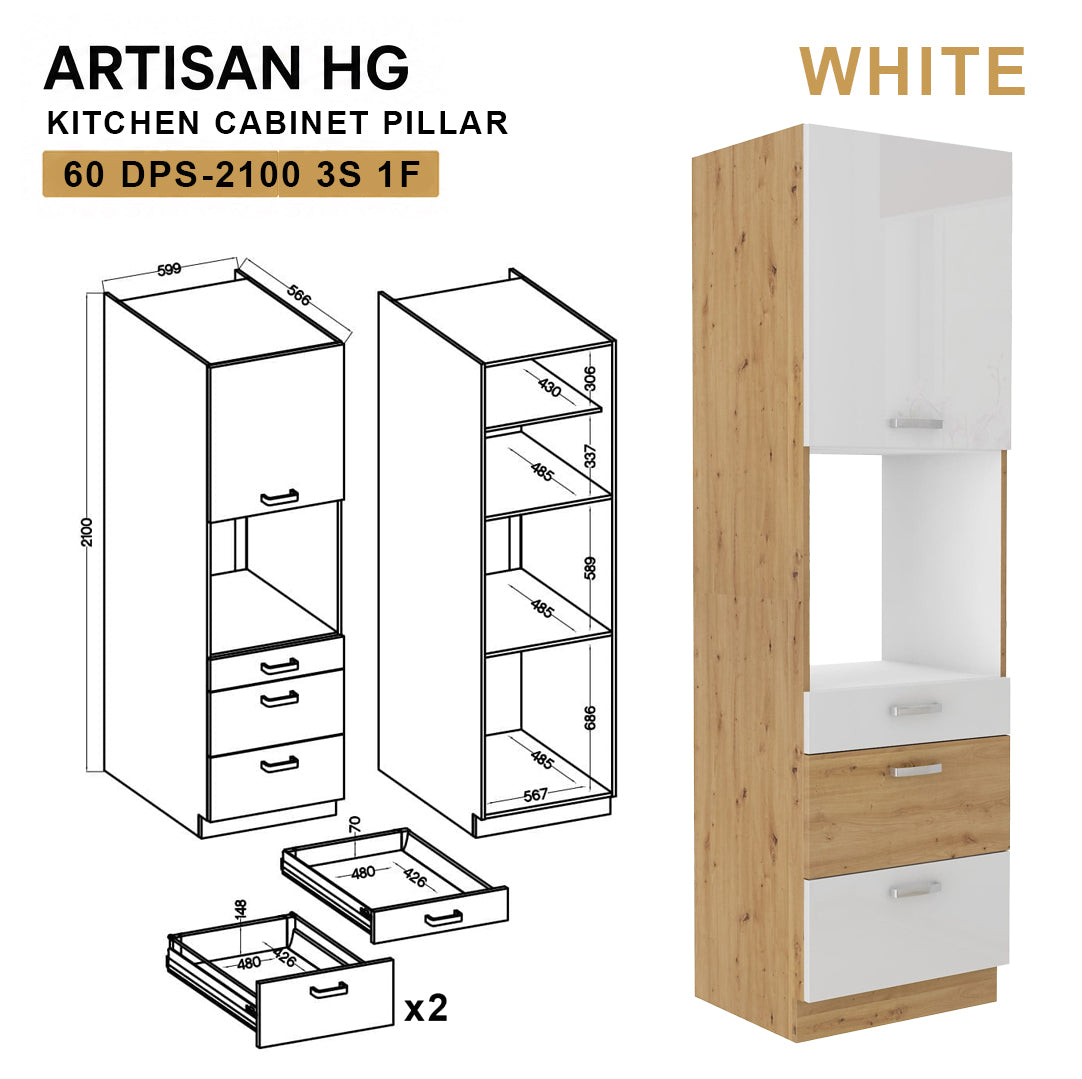 ARTISAN Modular Kitchen – White Gloss - PARTS option