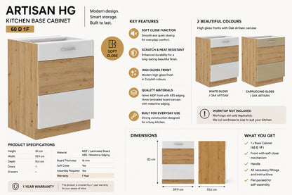 ARTISAN Modular Kitchen – White Gloss or Cappuccino Gloss